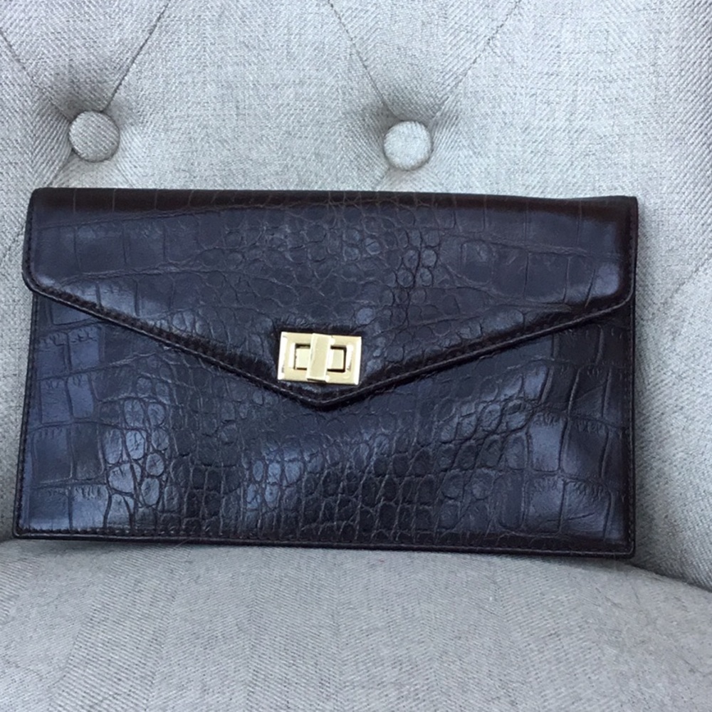Talbots Leather Croc Clutch